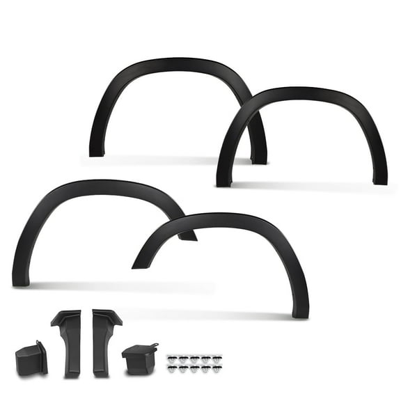 4PCS OE Style Fender Flares W/ Mud Guard Smooth Matte Black Fit for 2019-2024 Dodge Ram 1500