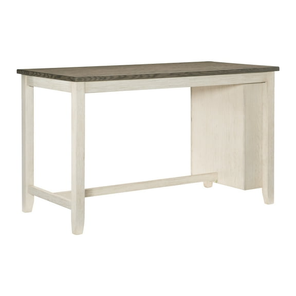 Miekor Furniture Modern Antique White and Rosy Brown 1pc Counter Height Table with Built-in Shelves Wooden Multifunctional Kitchen Dining Room Furniture BS6029