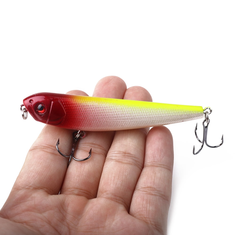 HENGJIA Fishing Lures for Bass, 5PCS Top water Pencil Popper Lures Minnow Lure Hard Baits Freshwater or Saltwater Fishing Lures Pencil Lure