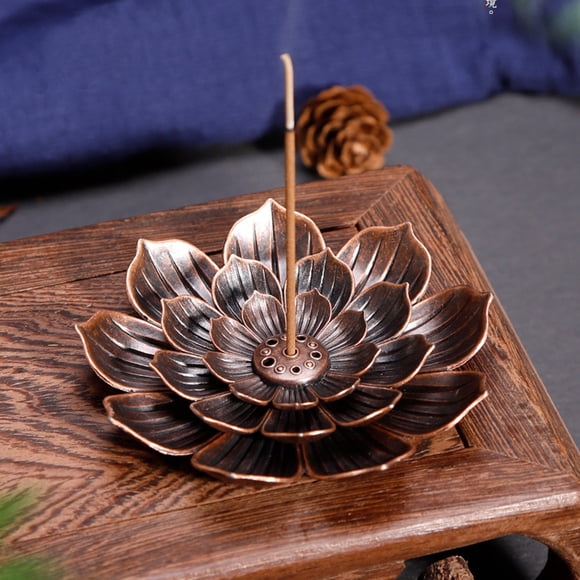 XIPYYKM 1Pcs Incense Burner, Incense Holder for Sticks, Brass Lotus Incense Stick Holder and Detachable Ash Catcher