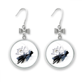 thumbnail image 1 of Ink Lotus Flower Flower Bow Earrings Drop Stud Pierced Hook, 1 of 3