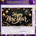 thumbnail image 2 of Gold Theme Happy New Year Banner Disco Ball Decor New Year Display Star Ornaments Clock Design Holiday Backdrop for New Year Party Holiday Celebration Family Gathering, 2 of 9