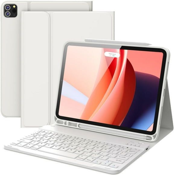 Funda con teclado CHESONA para iPad Air de 11 pulgadas con teclado, color blanco