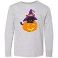 thumbnail image 3 of Inktastic Black Cat, Pumpkin, Cat With Witch Hat, Halloween Long Sleeve Youth T-Shirt, 3 of 5