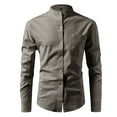thumbnail image 1 of pstuiky Camisas casuales de manga larga para hombre, Camisa vaquera holgada de manga larga con cuello alto y botones sólidos para hombre tops de invierno para hombre s, 1 of 3
