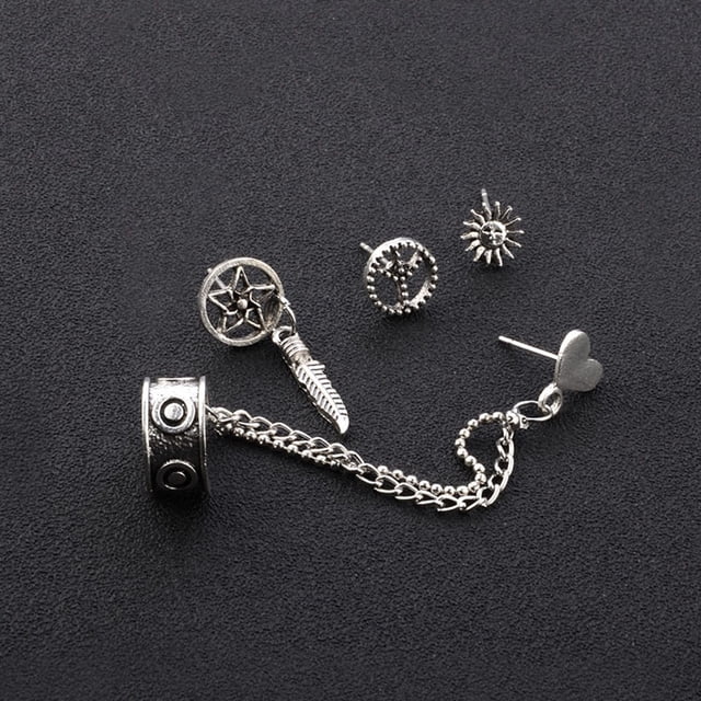 Fiudx Pendientes de Moda, Elegantes Pendientes Colgantes de Aleación, Elegante Conjunto de Joyas con Clip para Las Orejas, Accesorios de Diseño Único, Ropa de Diario para Fiestas, Bodas, Moda Femenin