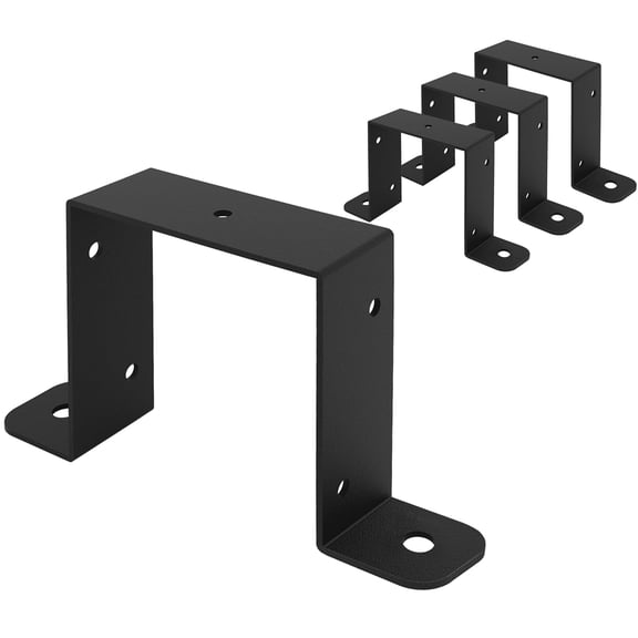 VANROUG 4pcs Strap Post Ties Brackets, Square Tube Strap Clamp,U-Shaped Pipe Clamp Bracket, Black Square Tube Buckle for 4x4 Deck Fence Post Tie Bracket