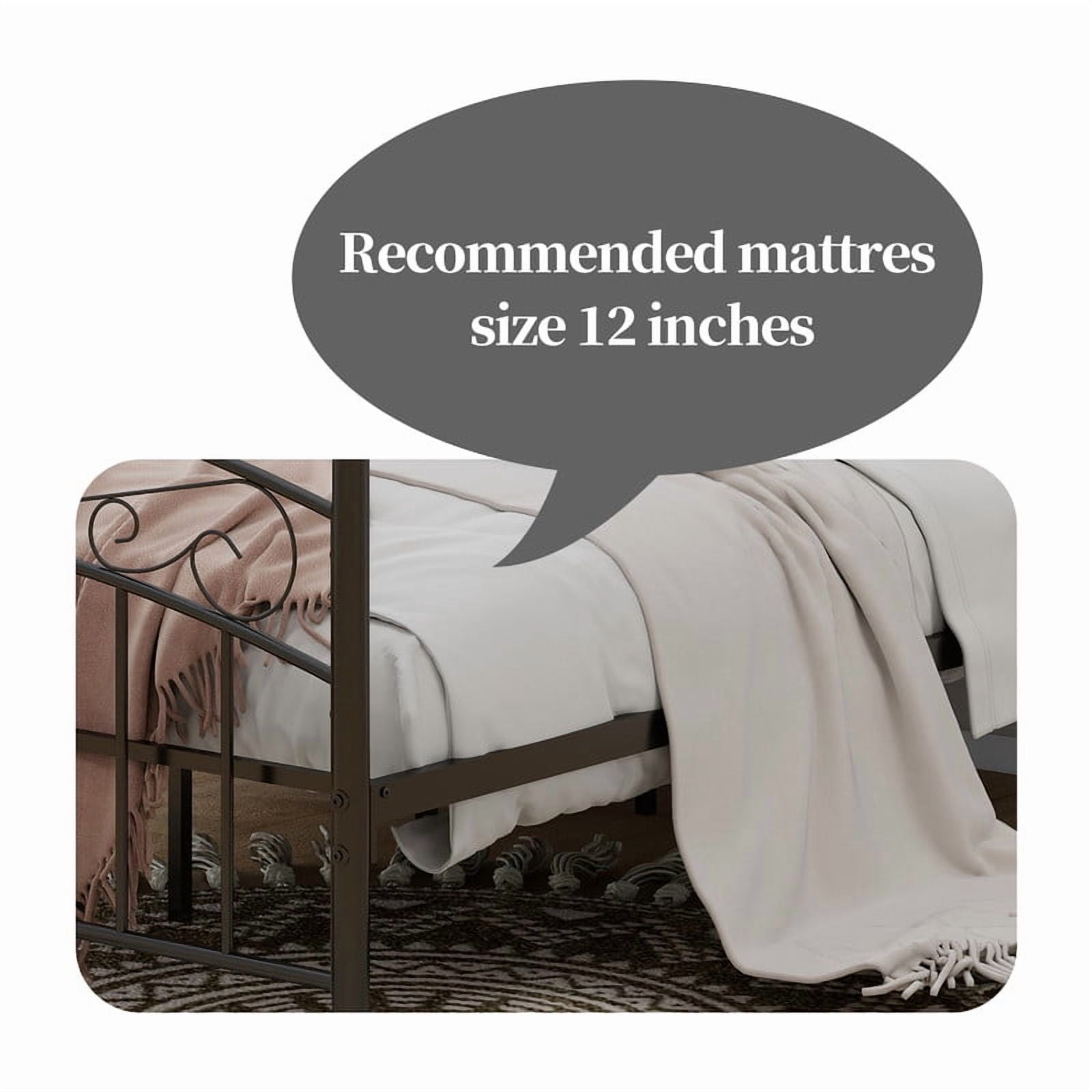 Caxkun Full Size Canopy Bed Frame Four-Poster Metal Platform Bed with Headboard and Footboard Sturdy Heavy Duty Steel Slat Support，Black
