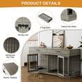 thumbnail image 4 of WIILAYOK 72.05" Dog Crate Furniture, Wooden Dog Kennel with 2 Drawers and 4 Dog Bowls, Heavy Duty Indoor Furniture Style Dog Cage House(Grey), 4 of 9