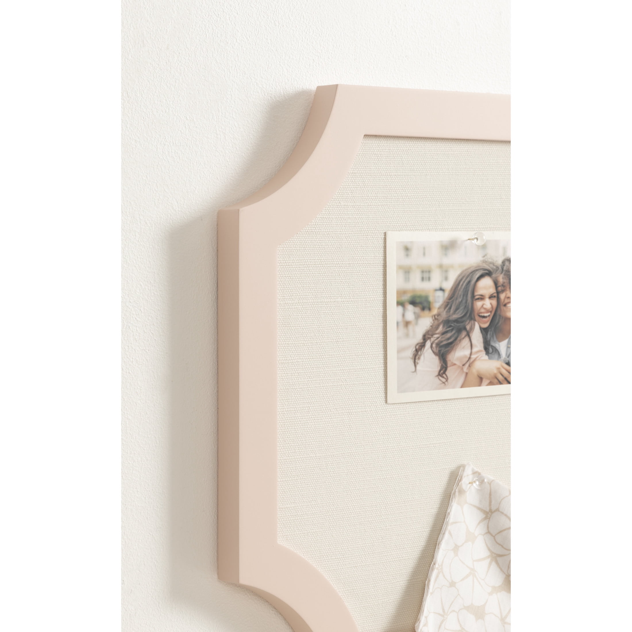 Kate and Laurel Holbrook Glam Framed Scallop Fabric Pinboard, 15 x 24, Pink, Decorative Modern Scalloped Bulletin Board for Use as Vision Board or Wall Organization