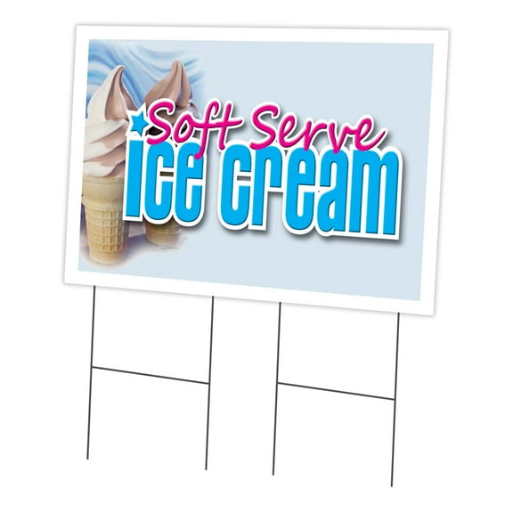 Soft Serve Ice Cream 24" x 36" Yard Sign & Stake | Advertise Your Business | Stake Included Double Sided Image | Made in The USA