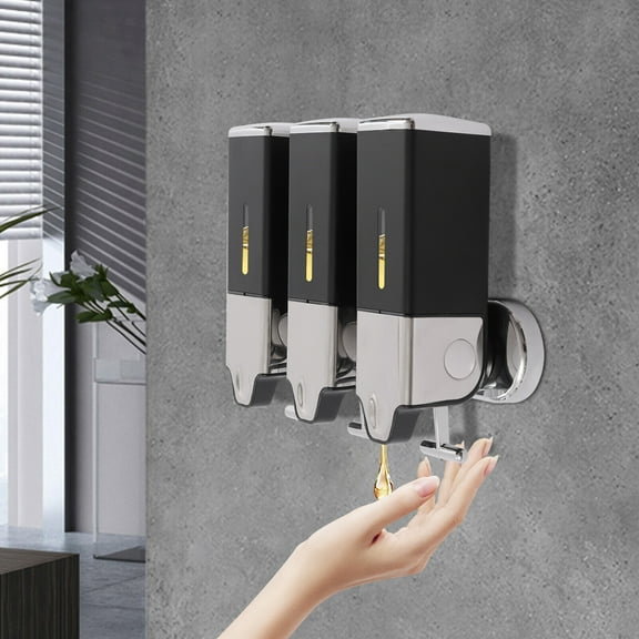 Black Soap Dispenser Wall Mounted Liquid Bathroom Shower Hand Shampoo 3*500ML