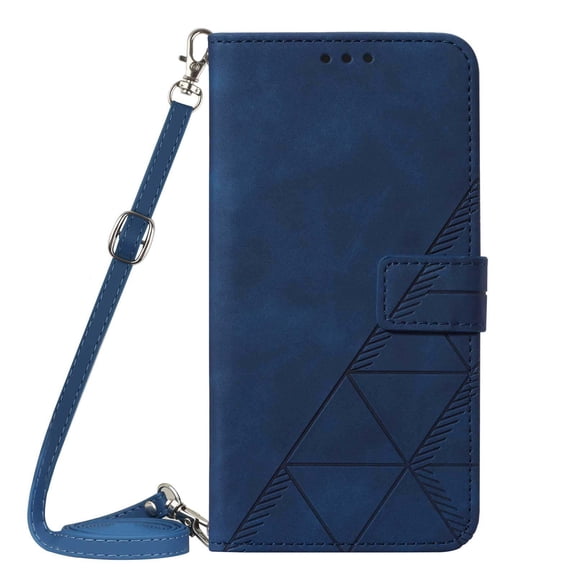 Allytechgroup PU Leather Wallet Case for iPhone 17e/16e, Soft TPU Shockproof Magnetic Clasp Flip Folio Phone Case with Card Slots Shoulder Strap Kickstand Cover for iPhone 17e/16e, Blue