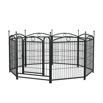 ZephyPaws 32" Dog Playpen 8 Panels Metal Dog Fence with Door, Foldable Heavy Duty Puppy Exercise Pen, Anti-Rust Stable Pet Play Yard for Small Medium Large Dogs