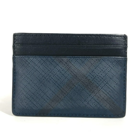 Pre-Owned BURBERRY Check Business Card Holder Pass Case Holder/Card Leather Men's... (Good)