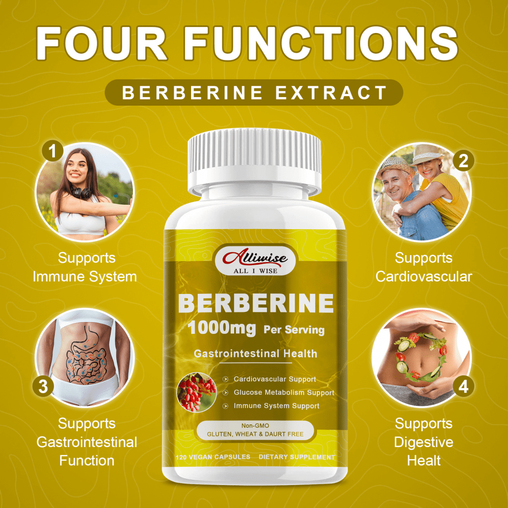 (2 Pack)Berberine Supplement - 1000mg Berberine with Ceylon Cinnamon, Milk Thistle & Turmeric Extract, Organic Herbal Formula Support Gastrointestinal Function, Cardiovascular & Glucose Metabolism