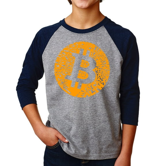 Boy's Raglan Baseball Word Art T-shirt - Bitcoin