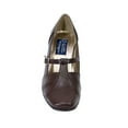 thumbnail image 2 of PEERAGE Isabel Women Extra Wide Width Square Toe T-Strap with Buckle Dress Pump BROWN 9, 2 of 6