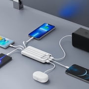 Charmast Ultra-Slim 10000mAh Portable Charger with Built-in Cables ,featuring 6-output & 3-input fast charging, compatible with all smartphones, tablets and USB-C devices, perfect for travel