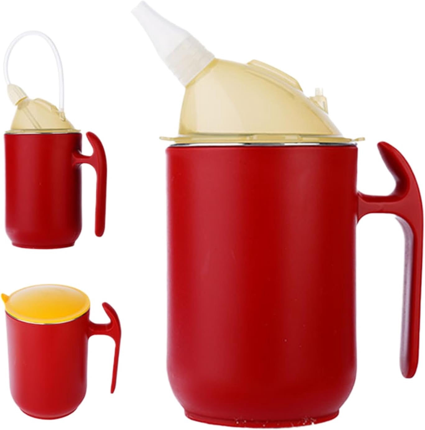 Yannianjz 2Pcs Adult Sippy Cup, Leak-Proof BPA-Free Drinking Aid, 3-in-1 Reusable Straw Cup with Two Lids and Handles, for Seniors, Patients, Disabled, Elderly Care