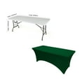 thumbnail image 3 of Gowinex Hunter Green 8ft Open Back Spandex Fitted Stretch Tablecloth Table Cover, 3 of 6
