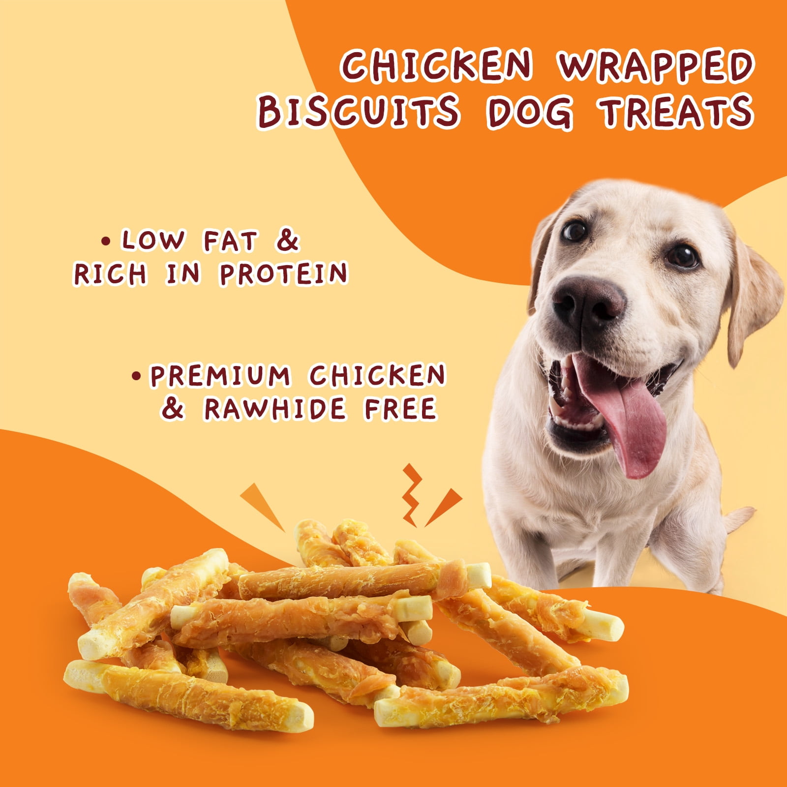 (3 pack) Jungle Calling Chicken Wrapped Biscuits Rawhide-Free Dog Treats, 14-oz bag