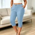 thumbnail image 2 of Njagoc3 Plus Size Capri Pants for Women High Waist Slim Fit Stretchy Cropped Trousers with Button and Side Slit Breathable Soft Fabric for Office Work Casual Daily Wear and Summer Travel, 2 of 6