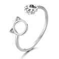 thumbnail image 3 of Vintage Crystal Cat Foot Adjustable Rings Silver Women Jewellery, 3 of 8