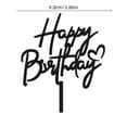 thumbnail image 2 of Lavish Cover "Happy Birthday" Acrylic Cake Topper, Handwritten Style with Heart Detail, Reusable Cake Decoration for Birthday Parties & Celebrations (Available in Black, White & Pink), 2 of 7