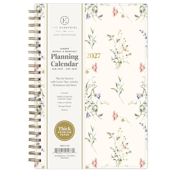 Blue Sky The Everygirl 2027 Weekly and Monthly Planner Calendar, January 2027 - December 2027, 5" x 8", Flexible Cover, Durable Twin Wire Binding, Storage Pocket, Includes Stickers, Marisa