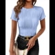 thumbnail image 3 of Camiseta de Verano de Corta con Cuello Redondo para Mujer, Azul , Talla L, 3 of 10