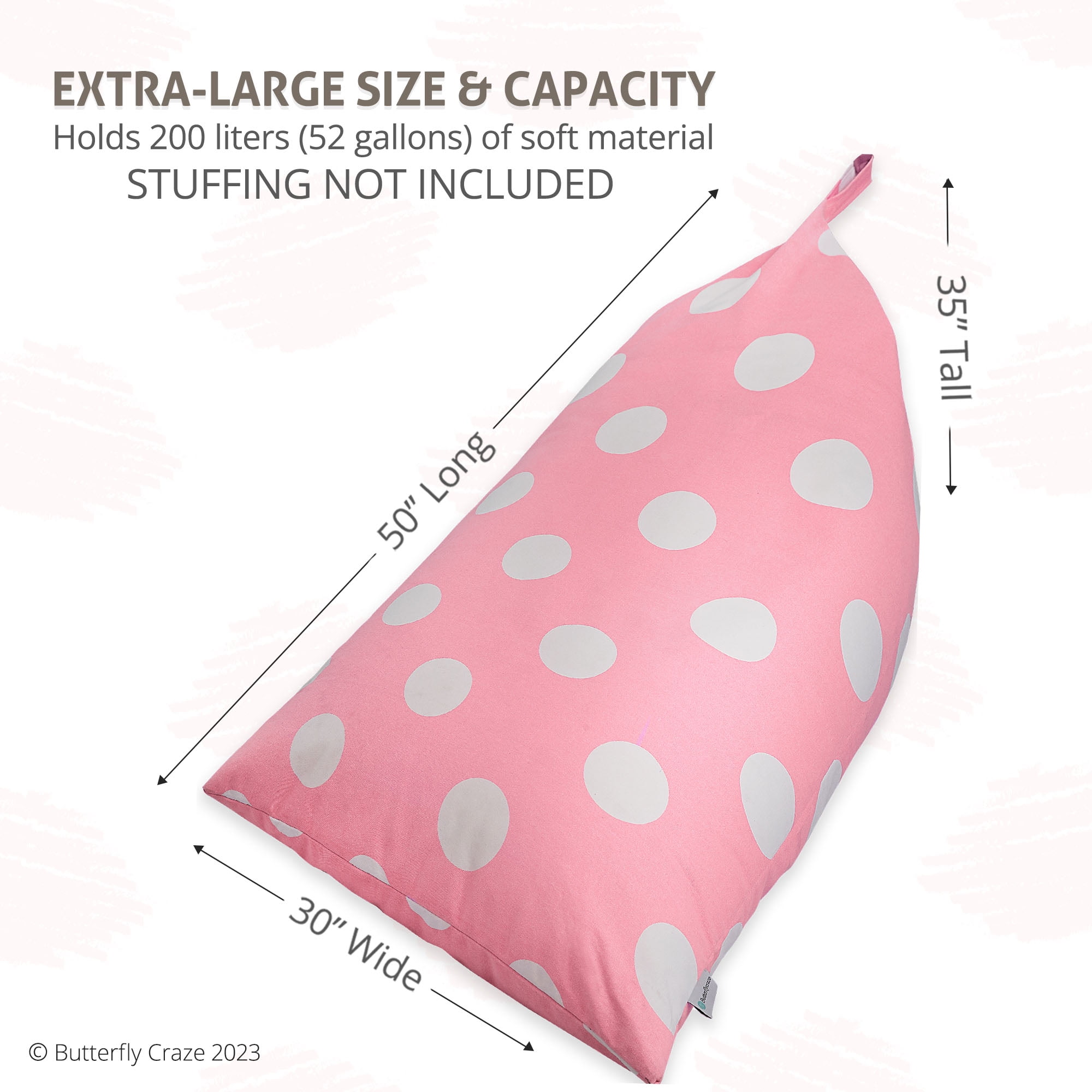 Butterfly Craze Bean Bag Chair Cover - Toy Organizer, Fill With Stuffed  Animals, Comfy Floor Lounger - Stuffing Not Included, Pink Polka Dots :  Target