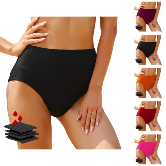 Period Swimwear for Women High Waisted Leakproof Menstrual Swimsuit Bikini Bottoms Swim Bottom