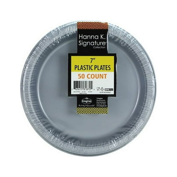 Hanna K, Plastic Plate, 7", Silver, 50ct
