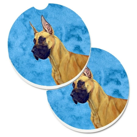 

Carolines Treasures LH9355BUCARC Blue Great Dane Set of 2 Cup Holder Car Coasters Large multicolor