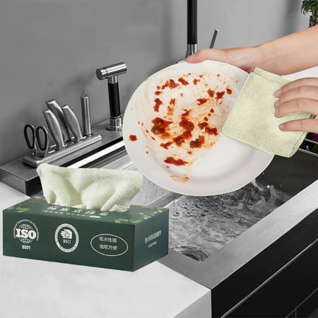 

Wuztai Dish Drying Towels (Green) Dish Towel Plant Fiber Dishcloth Kitchen Non-stick Cleaning Towel Household Wiping Table Cloth Absorbent Dish Towel