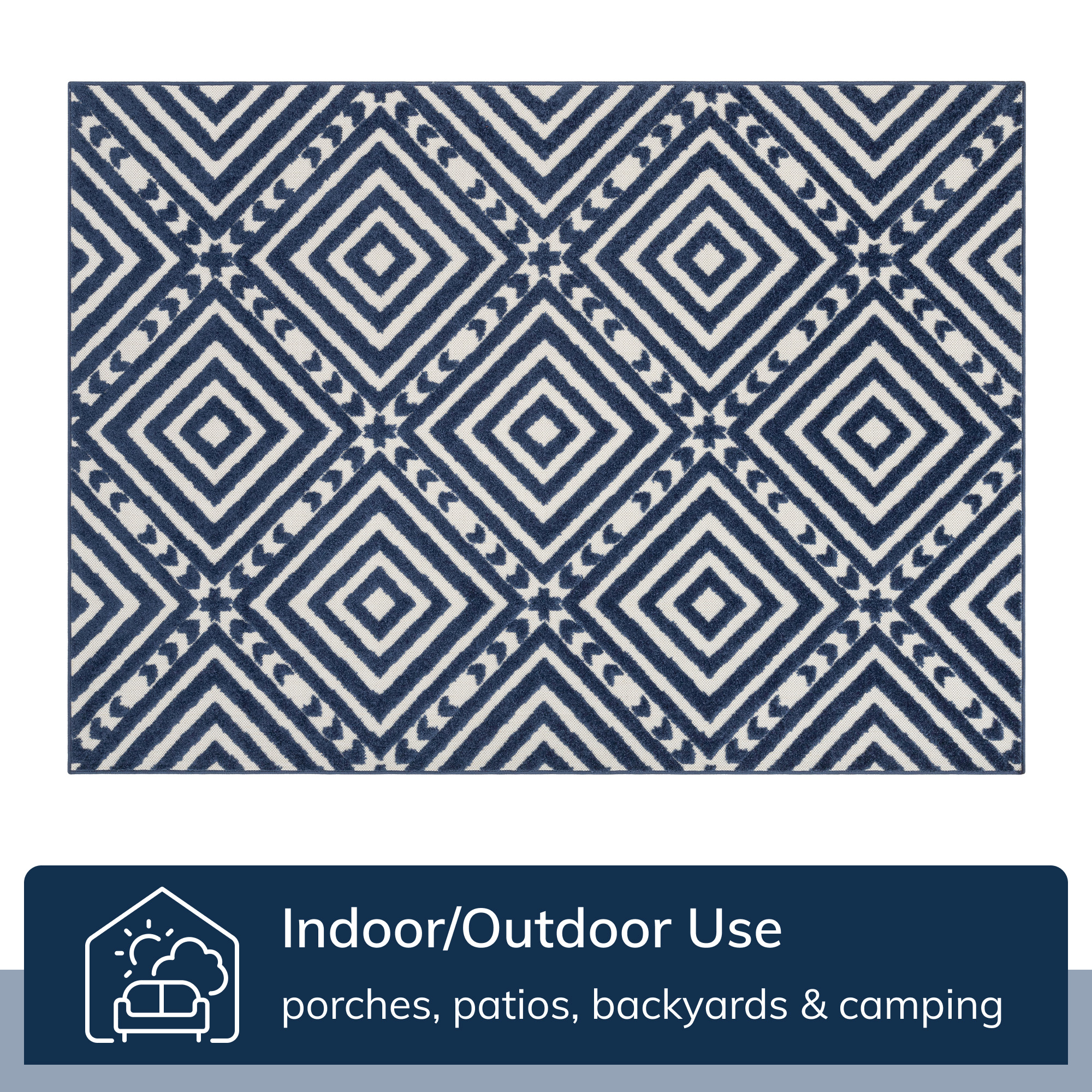 Well Woven Dorado Metier 5'3" x 7'3" Modern Geometric Trellis Blue High-Low Indoor/Outdoor Area Rug - image 4 of 8