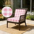thumbnail image 2 of Outdoor Patio Cushion Covers 4 Pack Pink Buffalo Plaid Patio Chair Cushion Covers with Ties and Zipper Watercolor Check Stripe Waterproof Outdoor Seat Cushion Covers for Patio Furniture 22"x20", 2 of 9