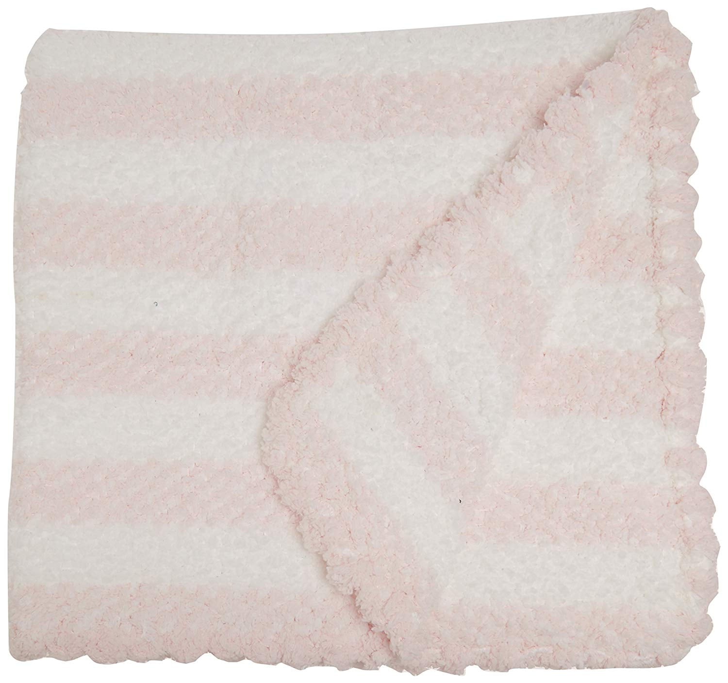 pink and white striped baby blanket