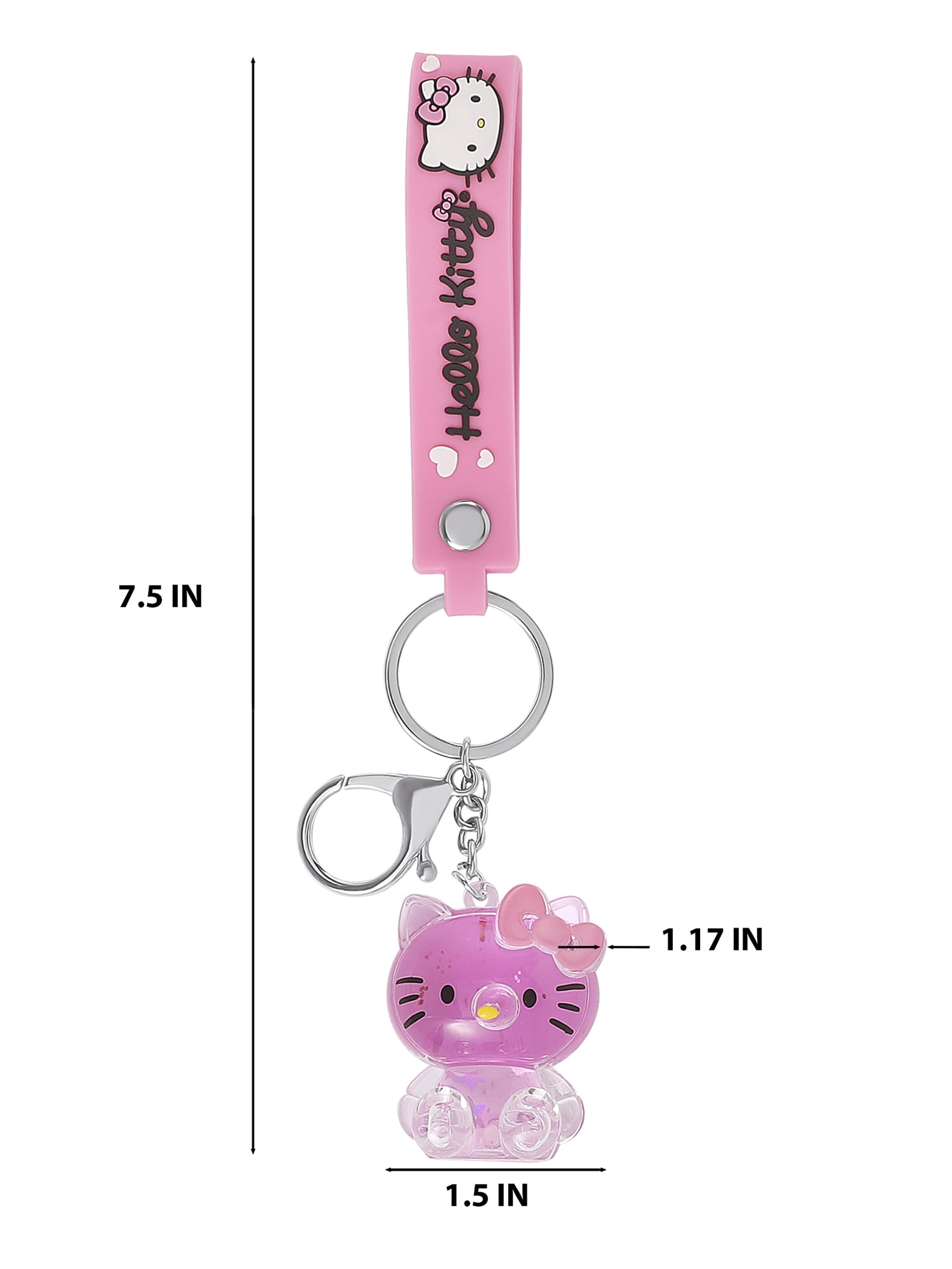 Sanrio Girls’ Hello Kitty Pink Glitter Liquid Keychain Charm