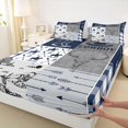 thumbnail image 3 of Homewish Tribal Sheep Skeleton Queen Sheet Sets, Grey Navy Buffalo Flat Sheet, Rustic Western Hunting Queen Fitted Sheet, Microfiber Bedroom Decor, 4pcs, 3 of 7