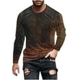 thumbnail image 2 of YOIAVAIOY Mens Halloween Pumpkin T Shirts 3D Graphic Shirts Crew Neck Long Sleeve Hispter Streetwear Tops Loose Fit Casual Blouse Tees Brown M, 2 of 5