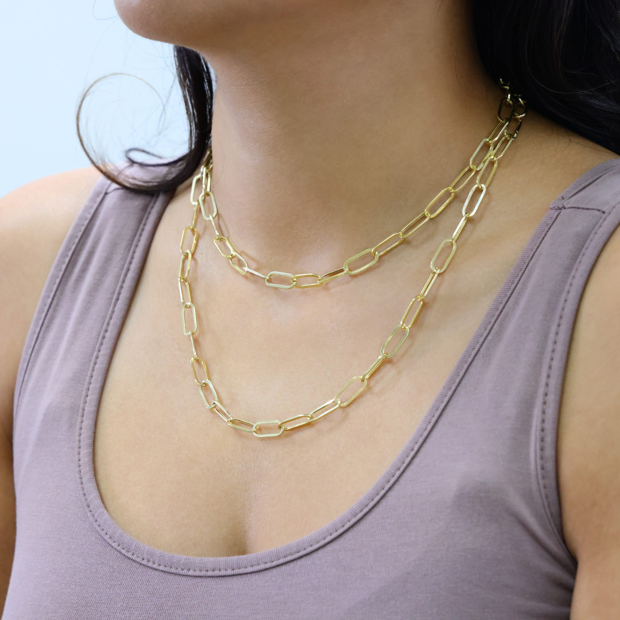 Nuragold 10k Real Yellow Gold Paperclip 6mm Elongated Cable Link Necklace (16"-24") Dainty Italian Jewelry for Men & Women