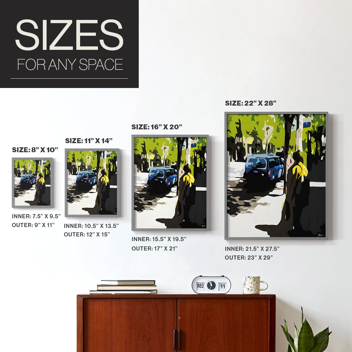 A Volvo in Ballard in Paper Solid Wood 22 x 28 Framed Print