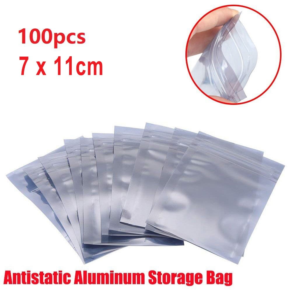 100 Pieces AntiStatic Aluminum Foil Organizer Resealable ziplocks Lock