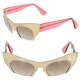 thumbnail image 1 of MIU MIU RASOIR 53O Sunglasses Cat Eye Brushed Gold Pink Mirrored Rimless MU53OS, 1 of 6