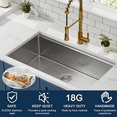 thumbnail image 5 of 33 Undermount Workstation Sink-33 by 19 Inch Undermount Stainless Steel Kitchen Sink 18 Gauge, Handmade R10 Radius 10 Inch Deep Undermount Single Bowl Sink with Accessories, 5 of 10