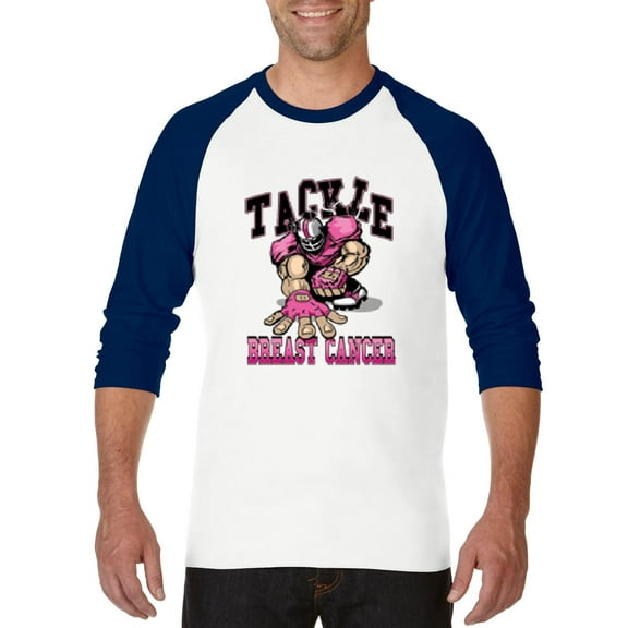 MmF - Mens Raglan Sleeve Baseball T-Shirts, up to Size 3XL - Tackle Breast Cancer