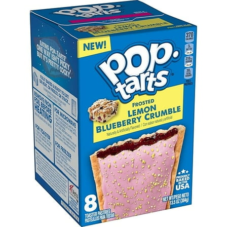 Pop-Tarts Toaster Pastries, Breakfast Foods, Kids Snacks, Frosted Lemon Blueberry Crumble, 13.5oz Box (8 Pop-Tarts)( Pack of 3 )