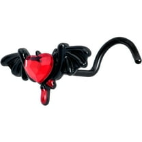 Body Candy Womens 20G 316L Stainless Steel Black Nose Screw Nose Ring Bleeding Heart Bat Mens Nose Stud Body Piercing Jewelry 7mm